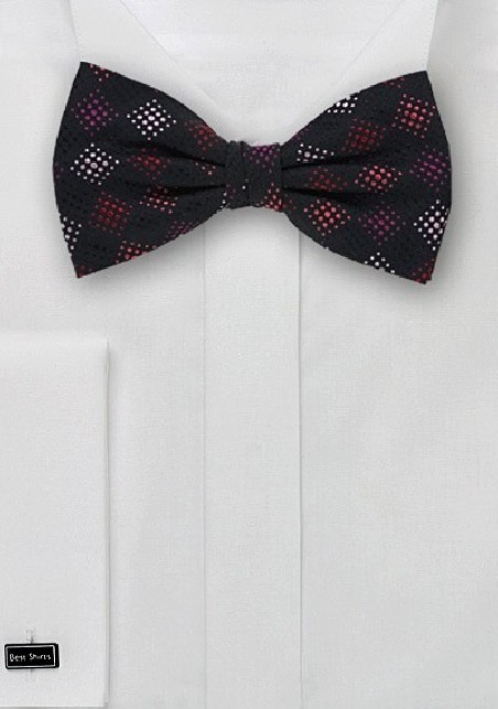 Black and Pink Patterned Bow Tie