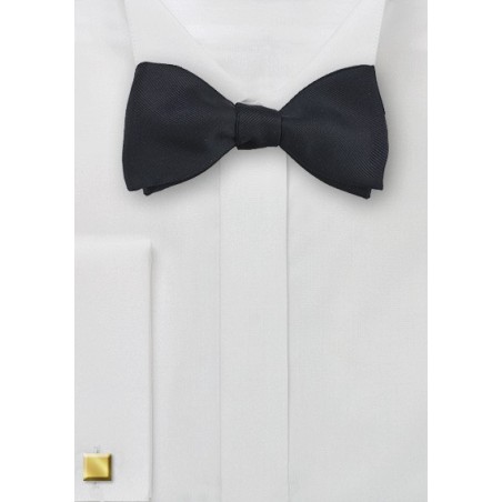 Black Ribbed Self Tied Bow Tie