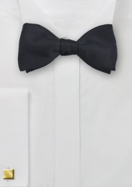 Black Ribbed Self Tied Bow Tie