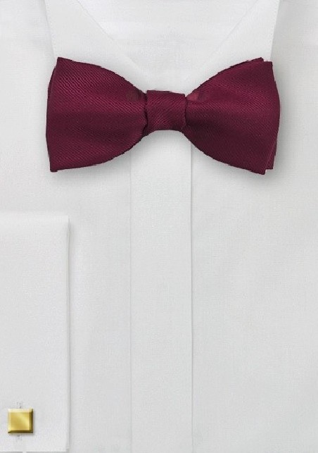 Maroon Ribbed Self Tied Bow Tie