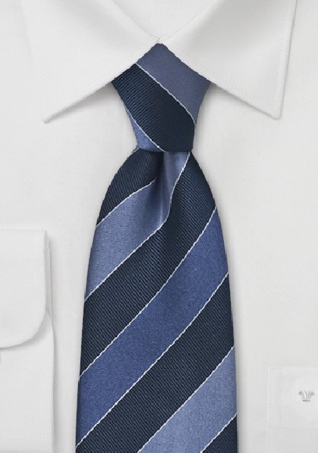 Striped Tie in Blue and Gray