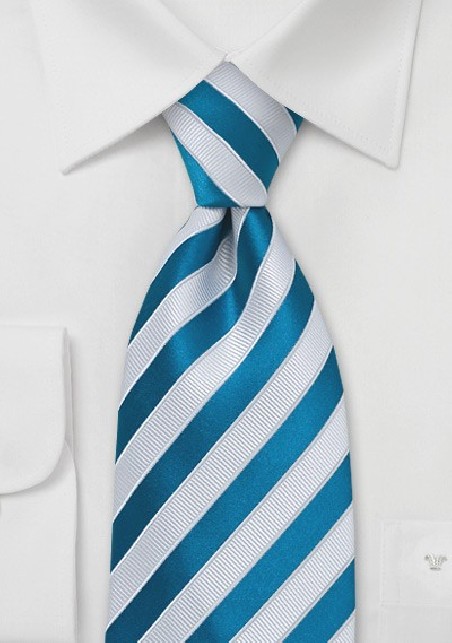Bright Blue & White Striped Tie