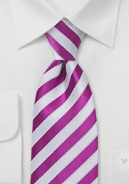 Hot Pink and White Silk Tie