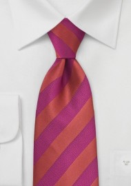 Red and Magenta Striped tie