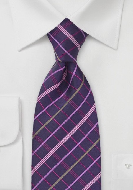Plum Purple Plaid Tie