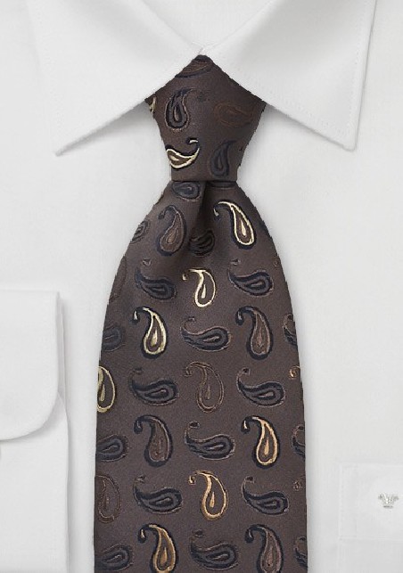 Truffle Brown Paisley Print Tie