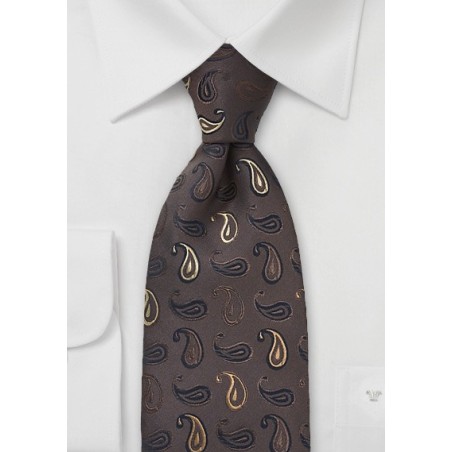 Truffle Brown Paisley Print Tie