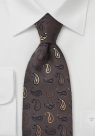 Truffle Brown Paisley Print Tie