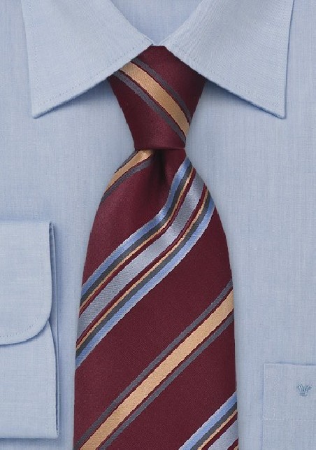Striped Tie in Burgundy and Blue