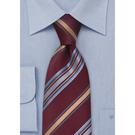 Striped Tie in Burgundy and Blue
