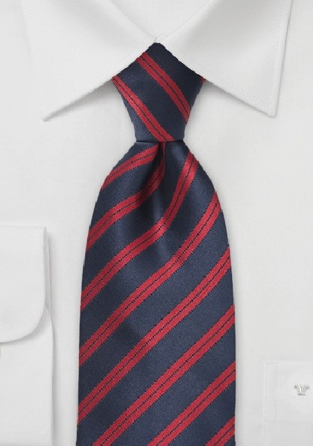 Dark Navy and Red Striped Tie