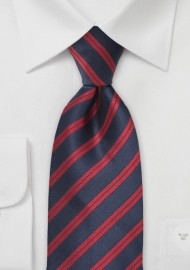Dark Navy and Red Striped Tie