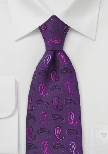 Tonal Purple Tie with Paisley Print