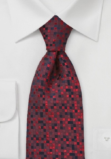Patchwork Tie in Red and Black
