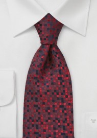Patchwork Tie in Red and Black