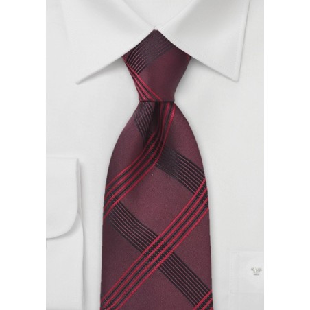 Wine Red Striped Necktie