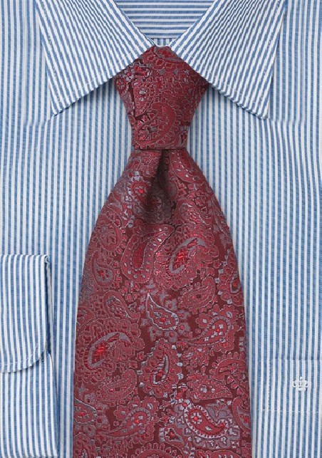 Red and Grey Paisley Tie