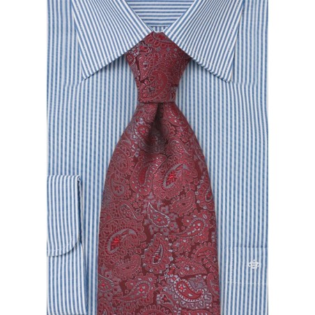Red and Grey Paisley Tie