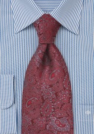 Red and Grey Paisley Tie