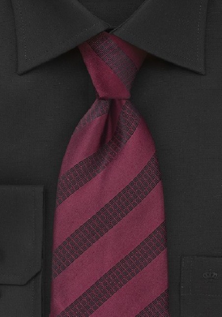 Striped Tie in Burgundy and Black