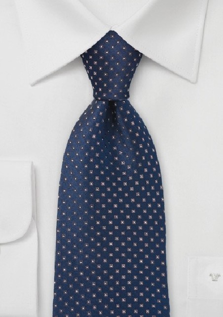 Navy and Brown Patterned Tie