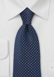 Navy and Brown Patterned Tie