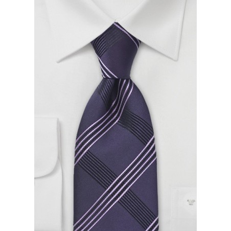 Modern Striped Purple Tie