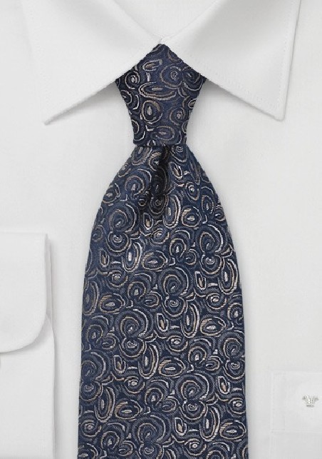 Swirl Patterned Tie in Dark Navy