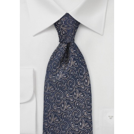 Swirl Patterned Tie in Dark Navy