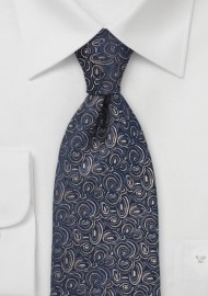 Swirl Patterned Tie in Dark Navy