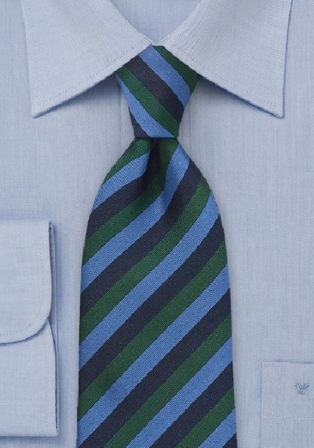 Striped Tie in Blue and Green