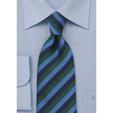 Striped Tie in Blue and Green