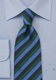 Striped Tie in Blue and Green