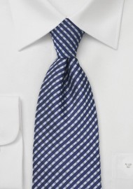 Plaid Tie in Navy and Silver