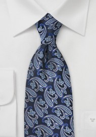 Persian Paisley Tie in Charcoal and Blues