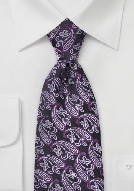 Persian Paisley Tie in Purple and Black