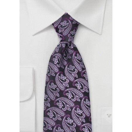 Persian Paisley Tie in Purple and Black