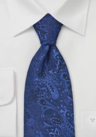 Dark Pacific Blue Paisley Tie