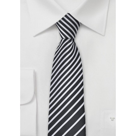 Striped Skinny Tie in Black and White