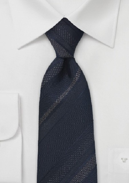 Striped Tie in Midnight Blue and Black