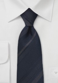 Striped Tie in Midnight Blue and Black