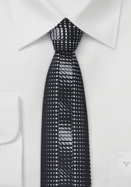 Art Deco Skinny Tie in Black and Silver