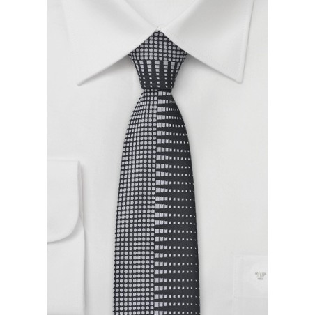 Retro Patterned Skinny Tie in Black