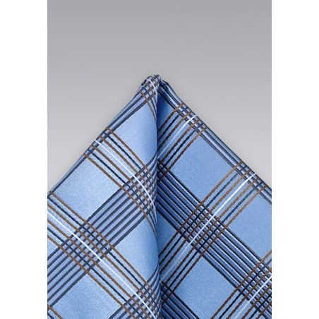 Plaid Patterned Pocket Square in Blue