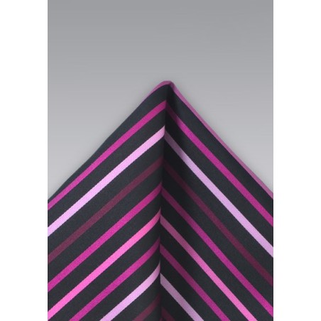 Striped Pink and Black Pocket Square