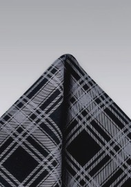 Black and Graphite Pocket Square