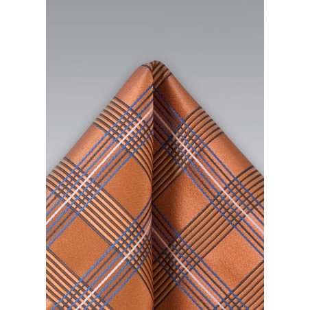 Modern Plaid Pocket Square in Orange