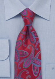 Modern Red Paisley Tie