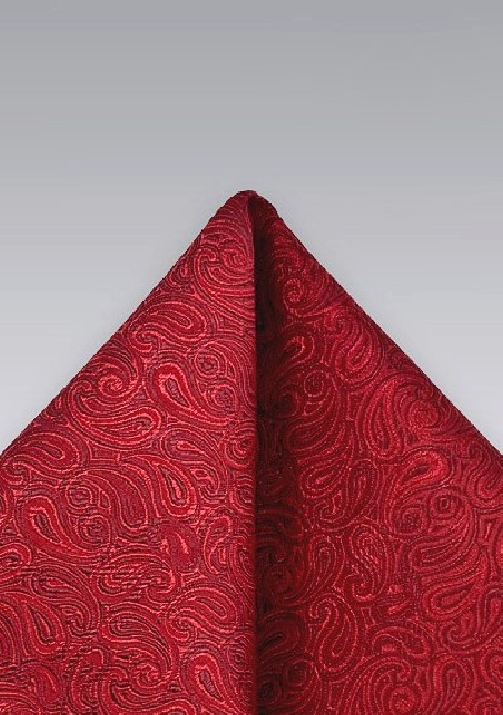 Tonal Red Paisley Pocket Square