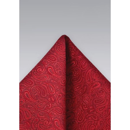 Tonal Red Paisley Pocket Square